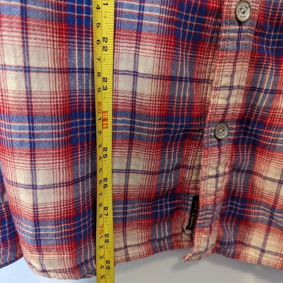 True Religion Men's Red Flannel Plaid button down pocket logo size L - Picture 12 of 12